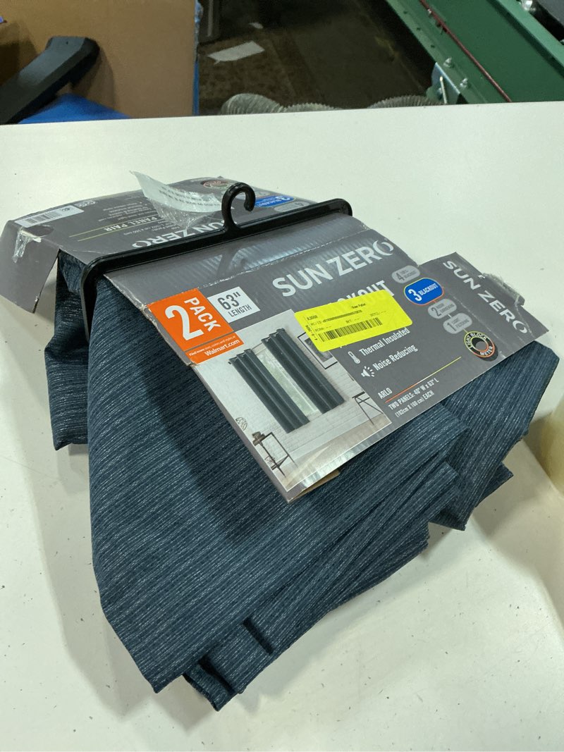 Condition photo showing Good Condition for sun zero 2-pack arlo textured thermal insulated grommet curtain panel pair  navy  40  w x 63  l