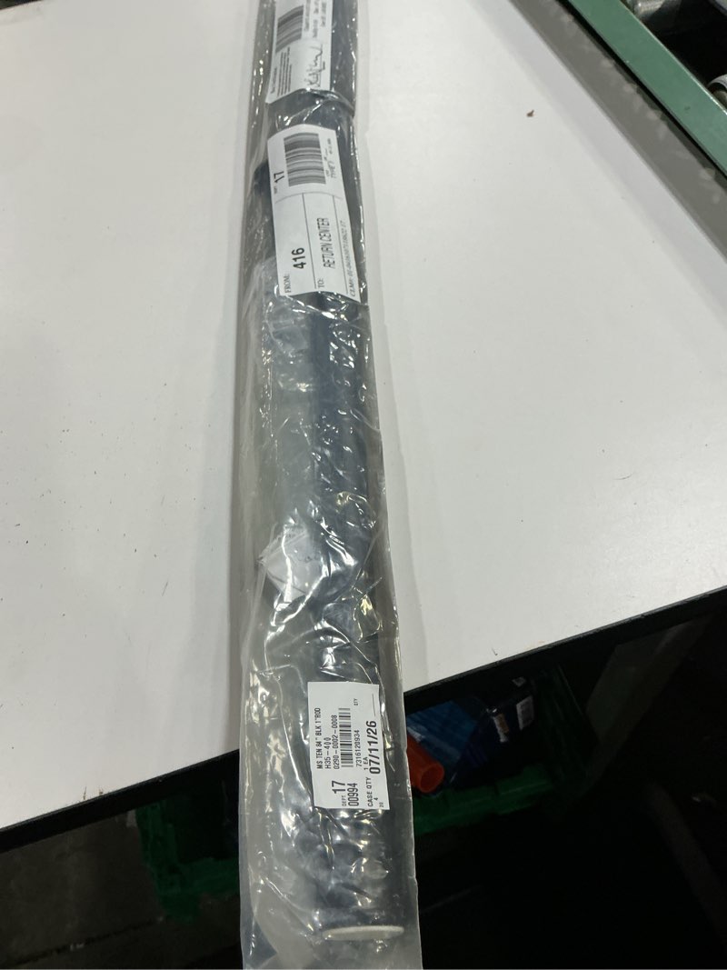 Condition photo showing Good Condition for mainstays 1" black adjustable tension window curtain rod, 48- 84"