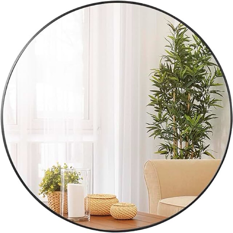 Villacola 36" x 36" Frameless Round Wall Mirror Beveled Edge Bathroom Circle Mirror for Home Decor