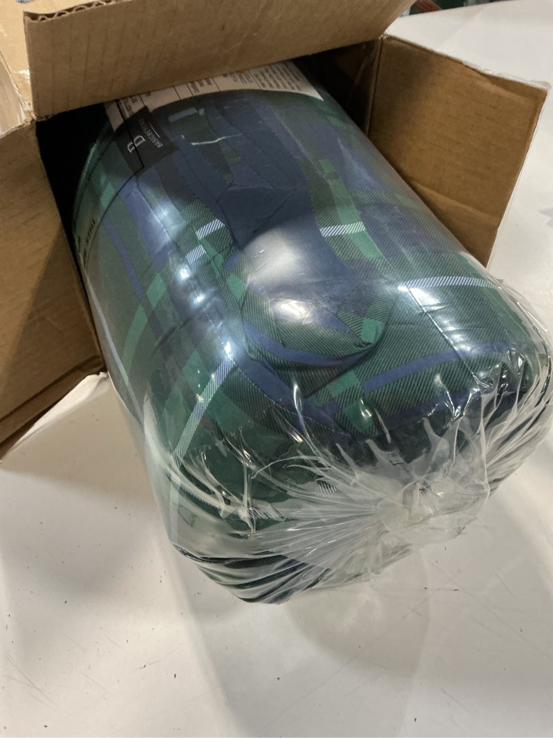 Condition photo showing New/Like New for basic beyond king size - navy and green buffalo plaid comforter set king down alternative bedding comforter set for all season(1 comforter with 2 pillow shams, 104" x 92") plaid - navy/green king