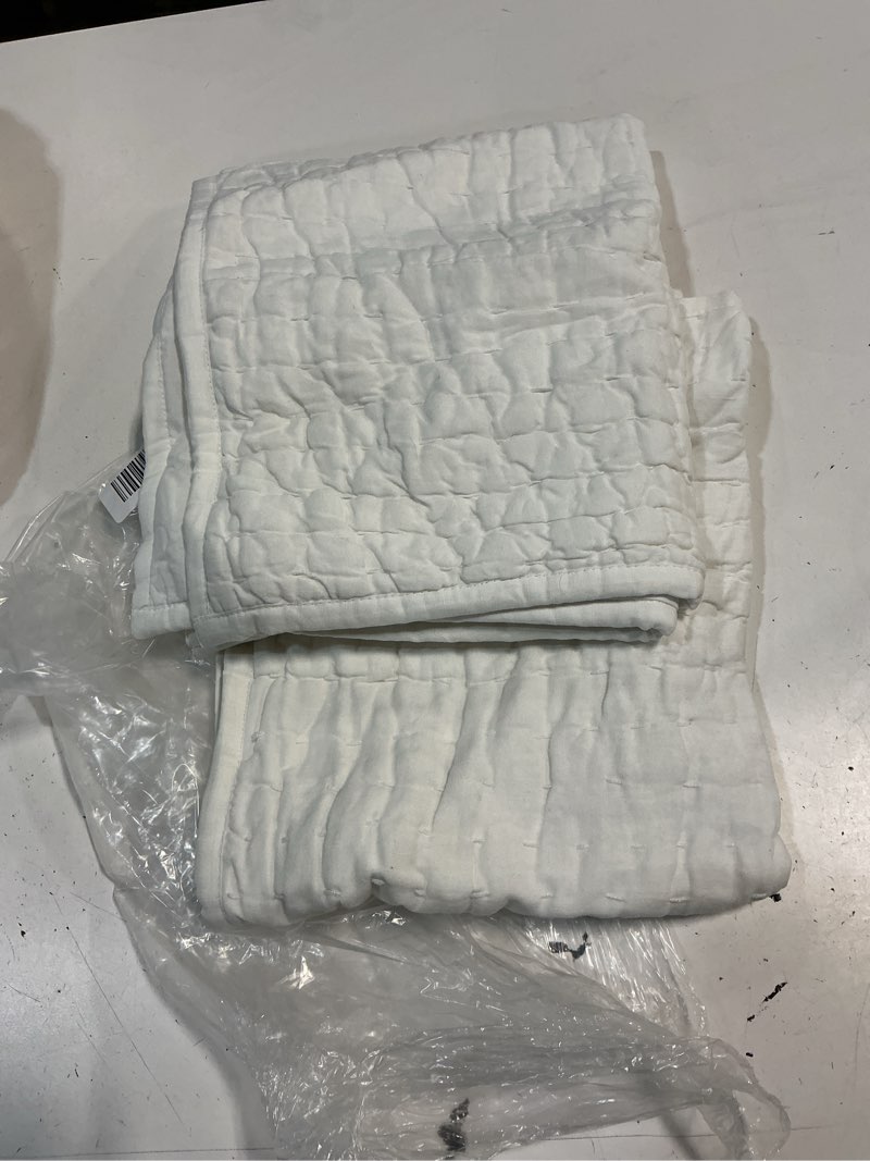 Condition photo showing Good Condition for european linen cotton stitch quilted sham set, standard, white
