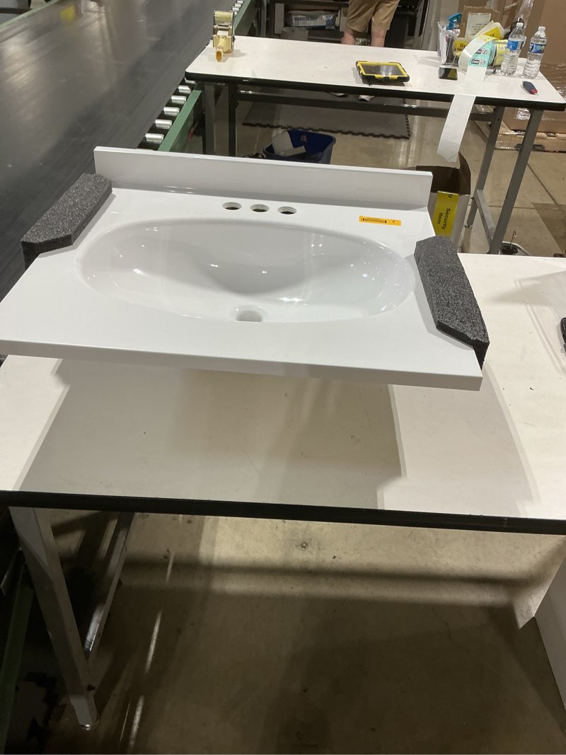 Condition photo showing Good Condition for 100+ bought last week project source 25-in x 22-in white cultured marble single sink 4-in centerset faucet mount bathroom