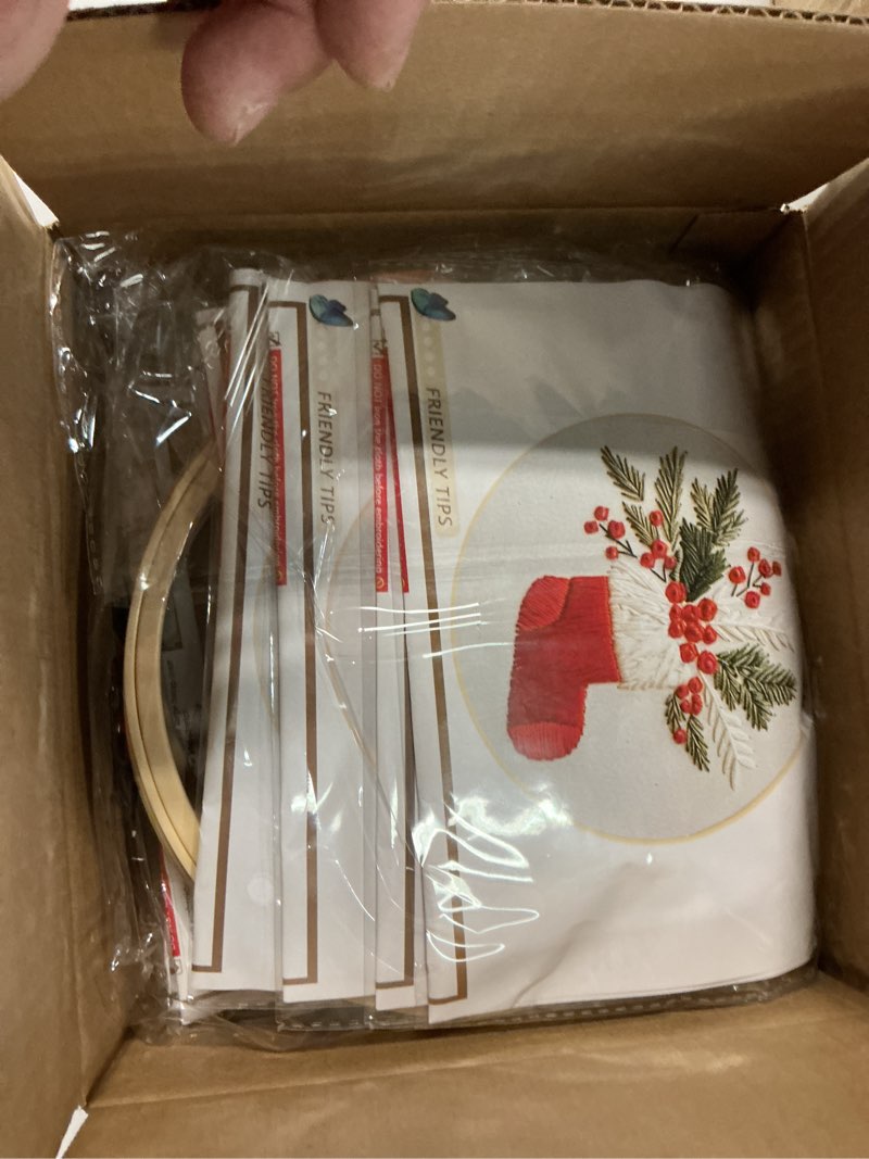 Condition photo showing Good Condition for canlierr 10 sets christmas embroidery kit with patterns instructions needle thread tool christmas diy cross stitch for adult beginner lover xmas holiday party supplies(vivd style)