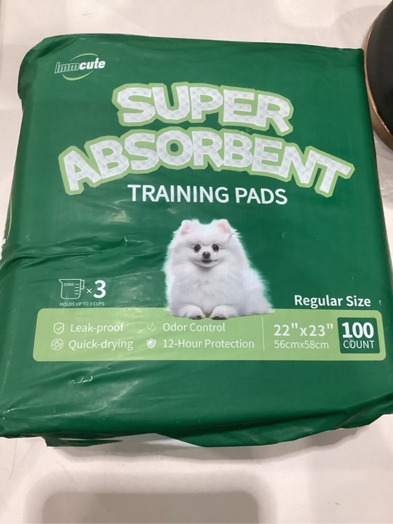 Condition photo showing New/Like New for immcute puppy pads 22"x23" 100 count | 6-layer leak-proof & super absorbent dog training pads | disposable potty pads for puppies, dogs, cats & rabbits | blue & white 22" x 23" (100 count standard)