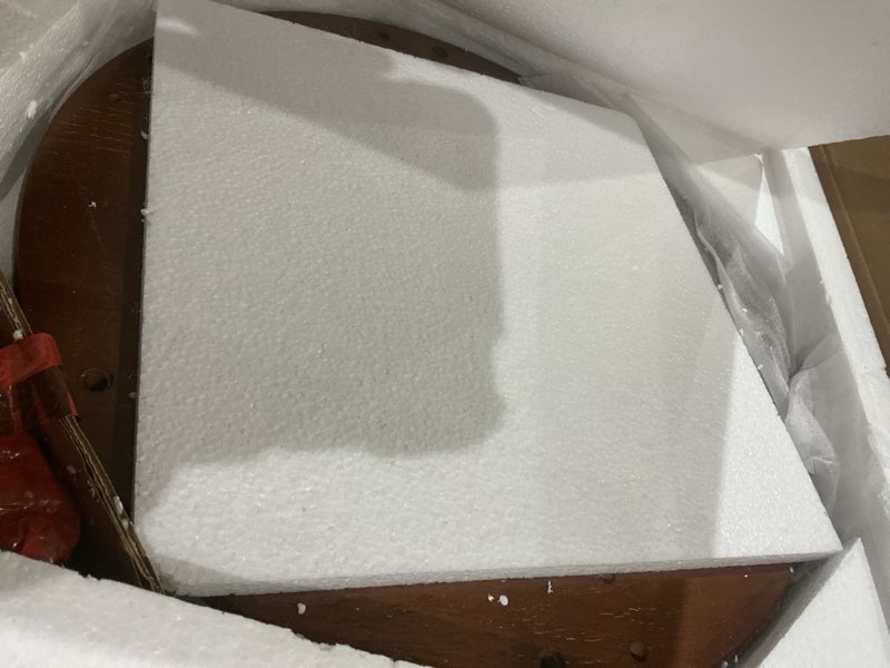 Condition photo showing As Is for Solid Wood Rotating Bookshelf on Wheels, 4 Tier, Round Revolving Bookcase, 360° Spinning Book Shelf Tower for Kids, Narrow Rolling Bookshelves for Small Space, Corner, Bedroom, Office, Walnut 4 Tier Walnut