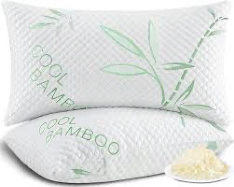 shredded memory foam pillows, cooling pillows king size set of 2 adjustable and firm bamboo bed pillows for hot sleepers, side sleepers, etc.