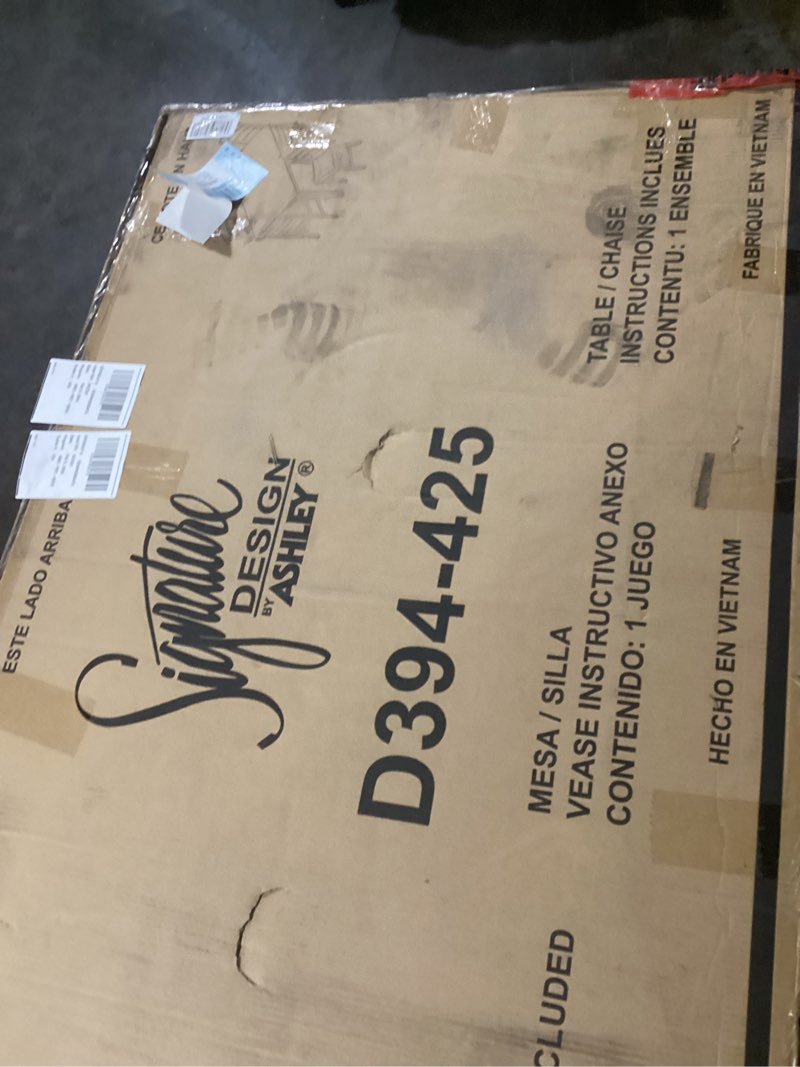 Condition photo showing Good Condition for Signature Design by Ashley Skempton Cottage Dining Room Table Set with 6 Upholstered Chairs, Whitewash, 36"W x 60"D x 30"H