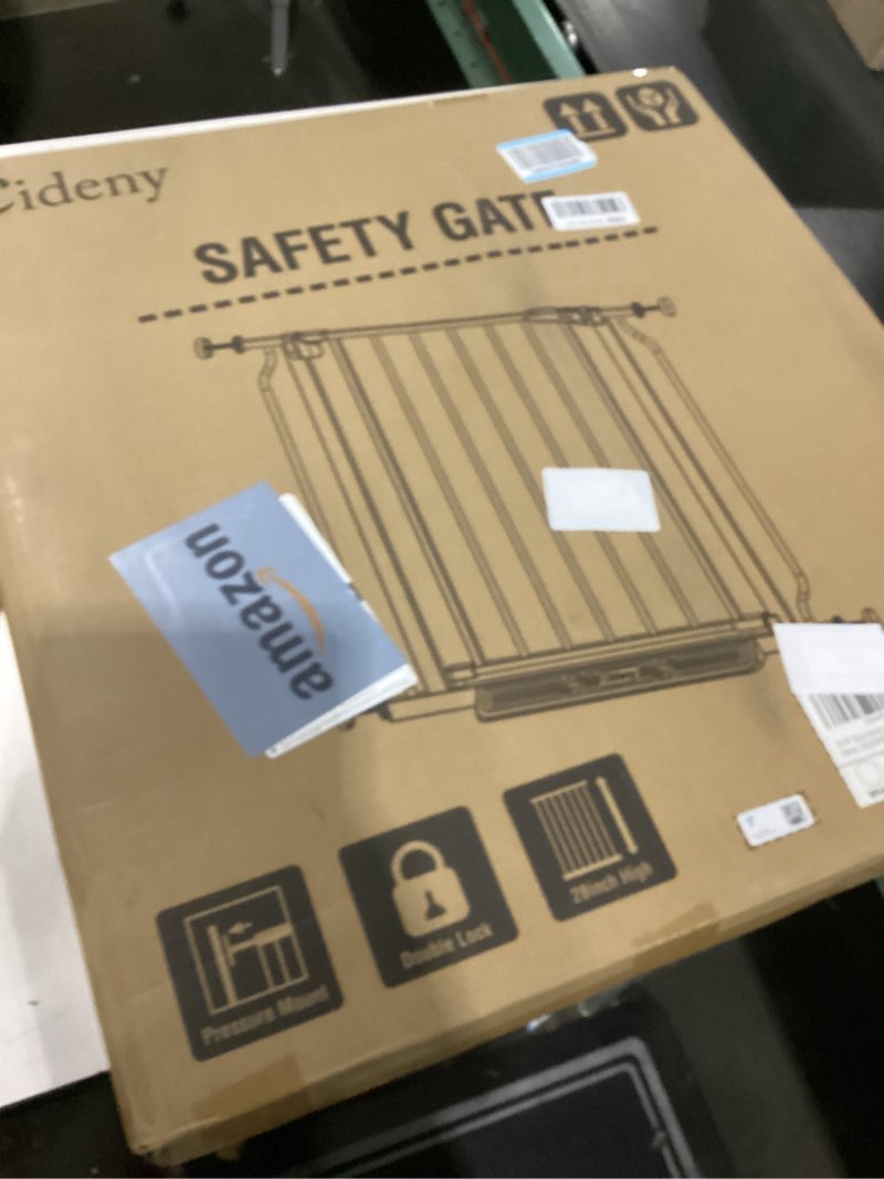 Condition photo showing Good Condition for baby gate no drilling, 29"-40" auto close dog gate indoor for doorways & stairs, pressure mounted adjustable pet gate, easy walk through child gate for children & pets stroller friendly, white white 29-40"wide, 28"tall