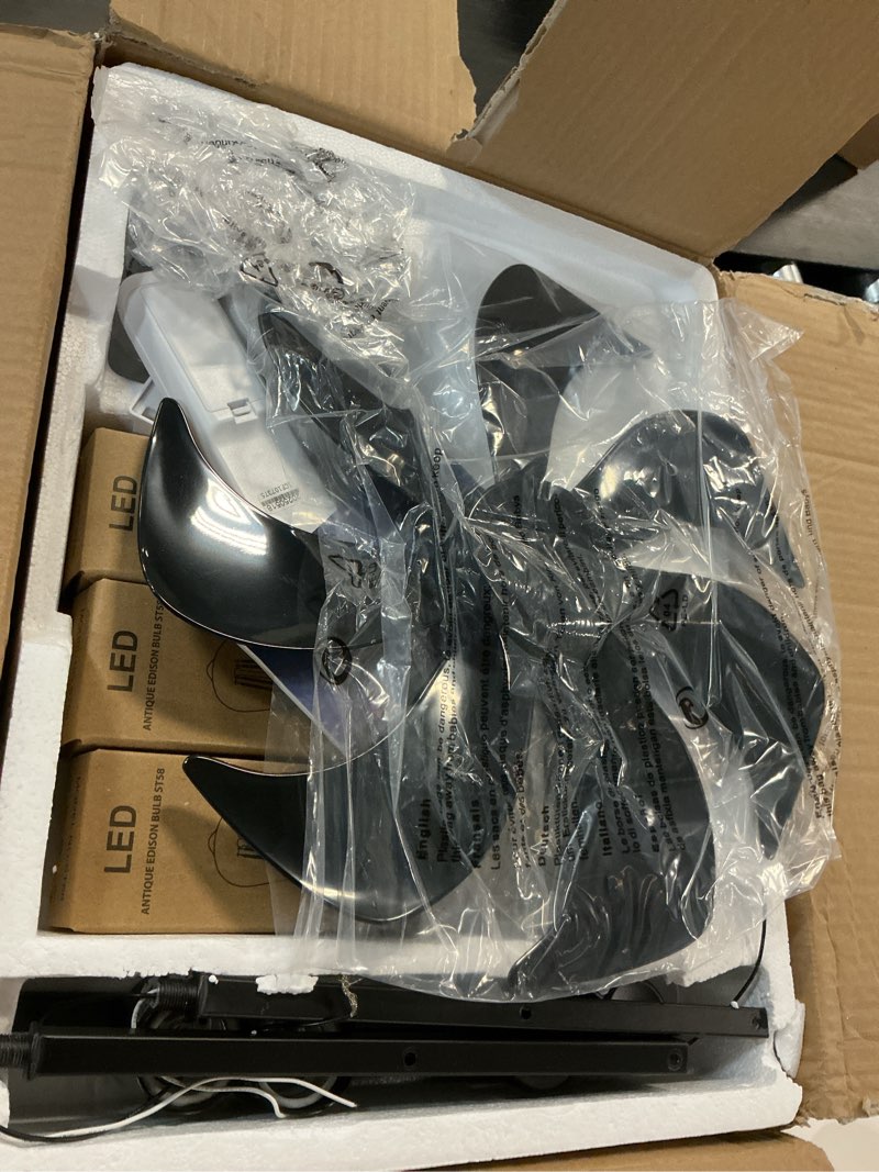 Condition photo showing Good Condition for Depuley Outdoor Ceiling Fan with Light: 26" Caged Ceiling Fans with Remote App Control for Patio Kitchen Bedroom - Farmhouse Fandelier Flush Mount Lights Fixture Reversible 6 Speed Timer Black