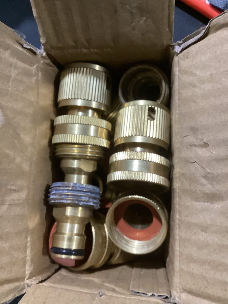 Condition photo showing Good Condition for quick connect hose fitting, solid brass garden hose quick connectors 3/4 inch thread no-leak water hose repair fittings male and female hose adapter - 5packs 5 packs