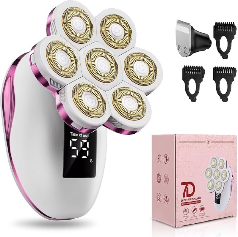 electric razors for women, 7d rotary shaver for legs bikini rechargeable, wet/dry hair removal kit f