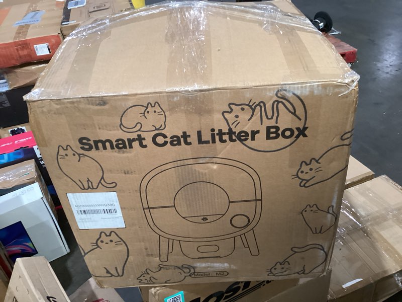 Condition photo showing As Is for upfas automatic cat litter box self cleaning - app control - weight monitoring - ultra-quiet, medium cats and kittens litter box, safe anti-pinch?assembly required?- grey