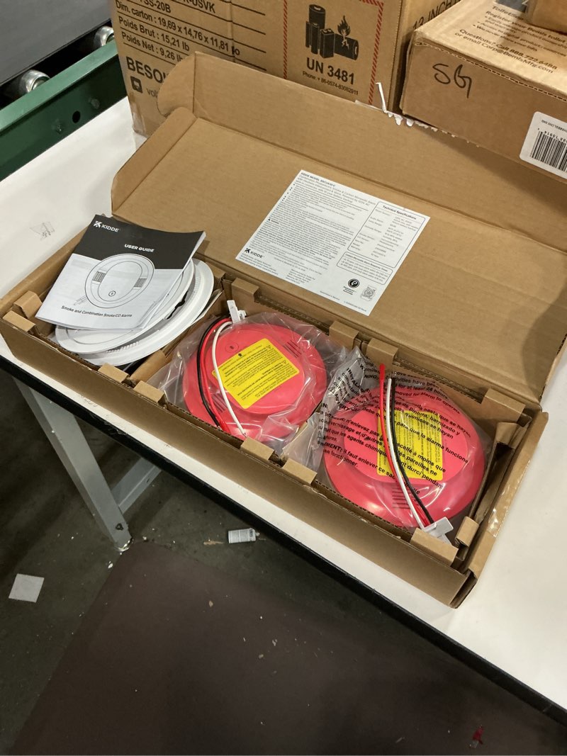 Condition photo showing As Is for Kidde Hardwired Smoke & Carbon Monoxide Detector for Home, Voice Alerts, 10-Year Battery Backup, 3-Pack 3 Pack