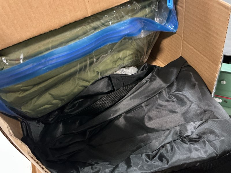 Condition photo showing As Is for Camping Sleeping Pad, 4" Ultra-Thick Memory Foam Camping Mat with Built-in Electric Pump, 9.5 R-Value Insulated Self Inflating Air Mattress Sleeping Pads for Car Travel Tent Essentials Green