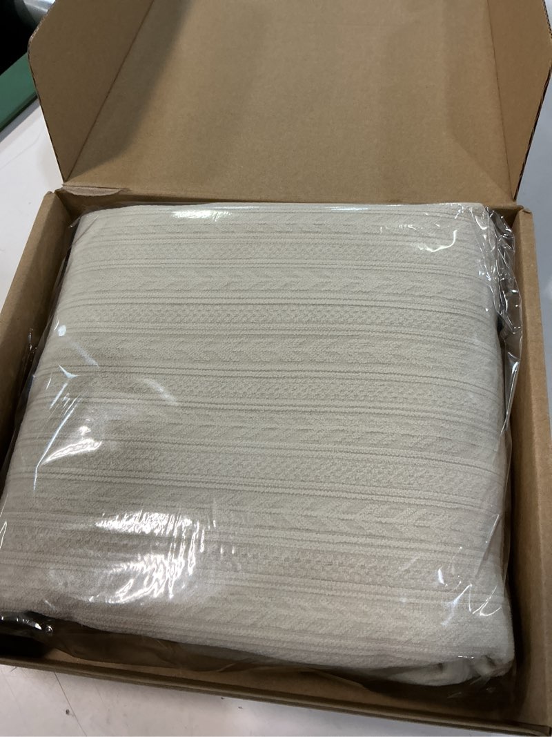 Condition photo showing New/Like New for futei pack of 2 solid chenille throw pillow covers 20x20 inch soft cozy wheat ear striped textured decorative cushion cases modern farmhouse accent for couch bed living room, beige beige 20" x 20" (pack of 2)