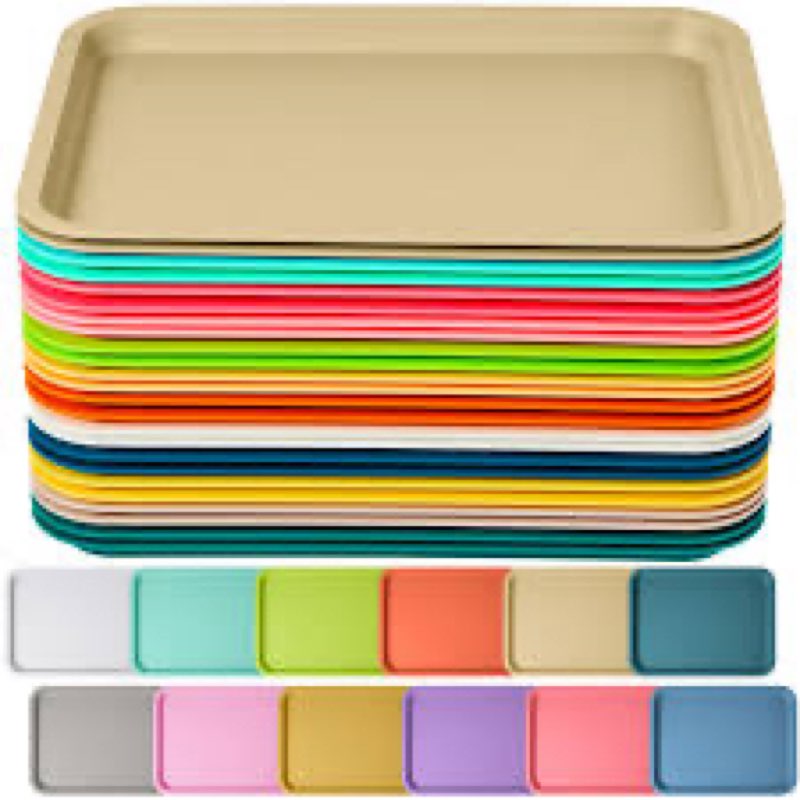 Mumufy Plastic Fast Food Trays Bulk Colorful Restaurant Serving Trays Cafeteria Rectangular Plastic 