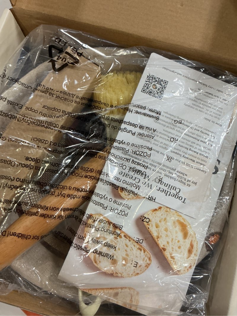 Condition photo showing New/Like New for Superbaking Sourdough Starter Kit, 9" Round Banneton Bread Proofing Basket Set, Sourdough Bread Baking Supplies, Sourdough Tools with Silicone Bread Sling, Bread Making Tools, Baking Gifts Set Of Bread Proofing Basket + Round Sling