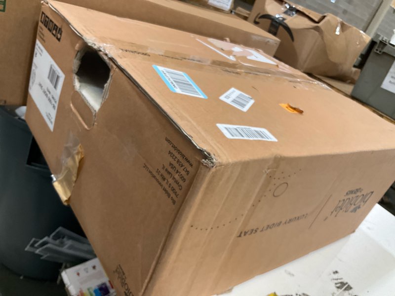Condition photo showing As Is for bio bidet bliss bb1000 warm water bidet seat, air dryer, heated seat with slow close lid, remote control, round round premium