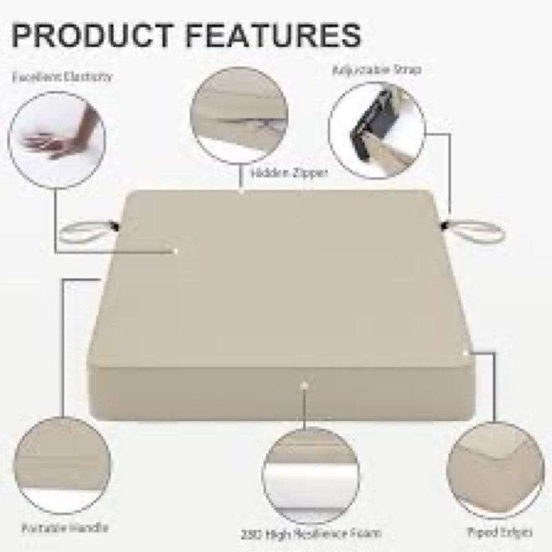 (The color is yellow)DHYGOTFUR Premium Outdoor Chair Cushions Set of 2 - Water-Resistant & Fade-Proof 19\" x 19\" x 3\" - Hi