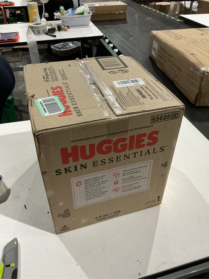 Condition photo showing New/Like New for huggies skin essentials diapers - econ+ pack - size 1 - 198ct