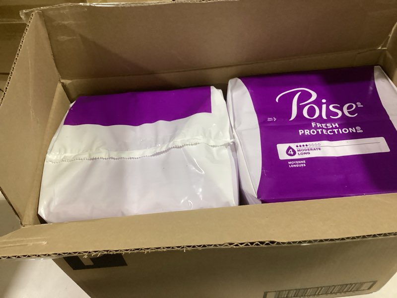 Condition photo showing New/Like New for Poise Incontinence & Postpartum Pads for Bladder Leaks, 4 Drop Moderate Absorbency, Long Length, 108 Count, Packaging May Vary