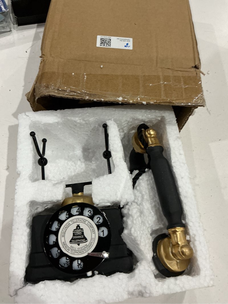 Condition photo showing Good Condition for retro phone model small creative european resin rotary dial telephone, coffee shop, bar, showcase, home decoration props