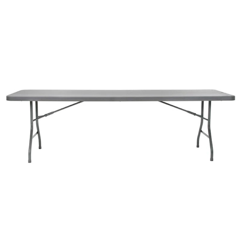 cosco 2.5-ft x 6-ft fold-in-half indoor or outdoor rectangle resin gray folding banquet table 8 -