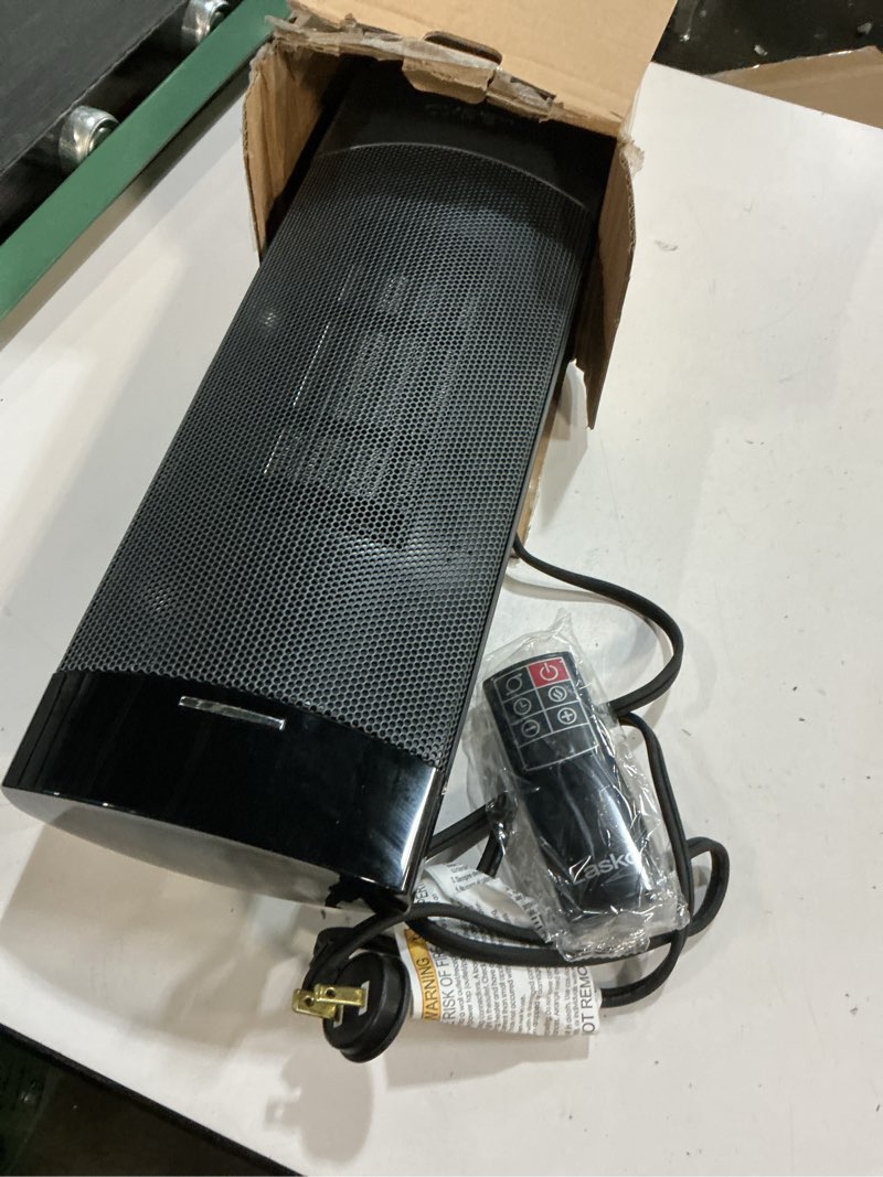 Condition photo showing Good Condition for Lasko Ellipse Ceramic Tower Heater for Home with Tipover Switch, Child Lock, Digital Display, Thermostat, Wide Oscillation, Remote, Timer, For Bedroom, Office, Living Room, Den, 1500W, Black, CT18950 18"
