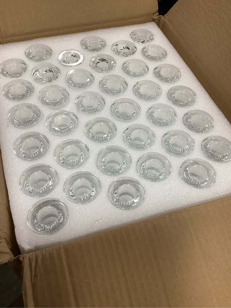 Condition photo showing Good Condition for foaincore 72 pack glass candlestick holders bulk 2.5 inch taper candle holders small ritual candle stand table centerpieces for wedding christmas valentine's festival party dining decorations (clear) clear 72