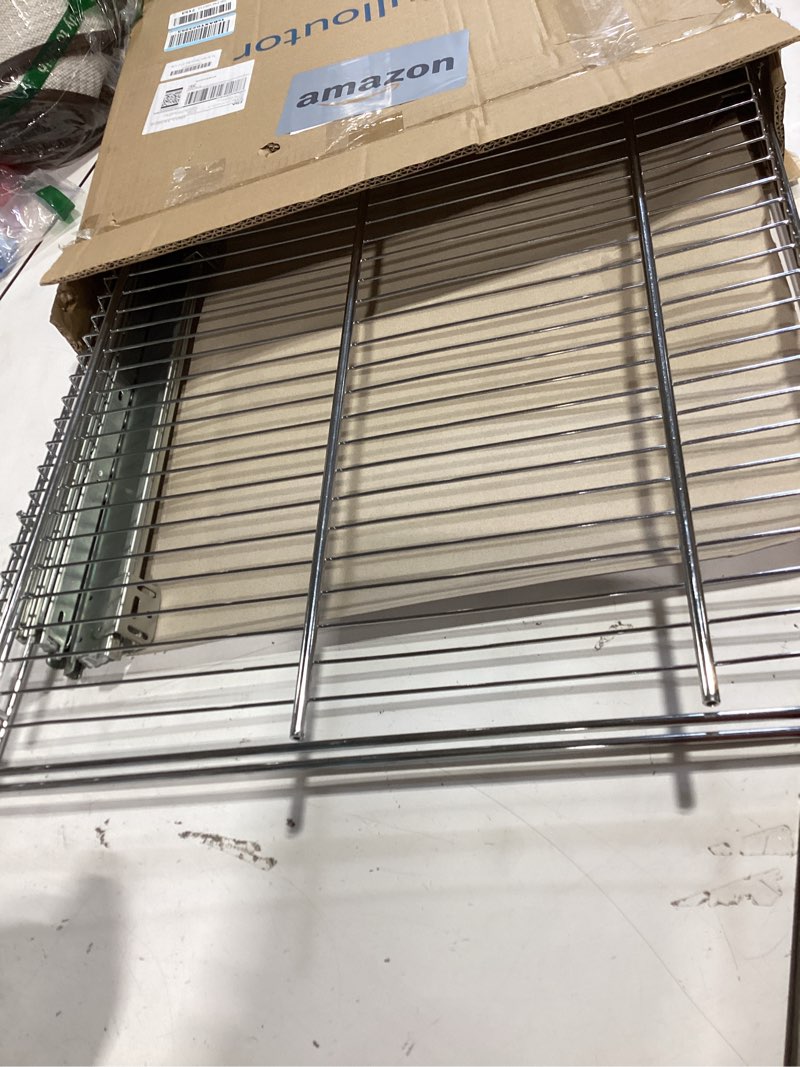 Condition photo showing Good Condition for pull out cabinet organizer, heavy-duty metal sliding drawer shelf for kitchen cabinets, chrome, doesn't include door fittings (23 * 21 in) 1 tier 23*21 in