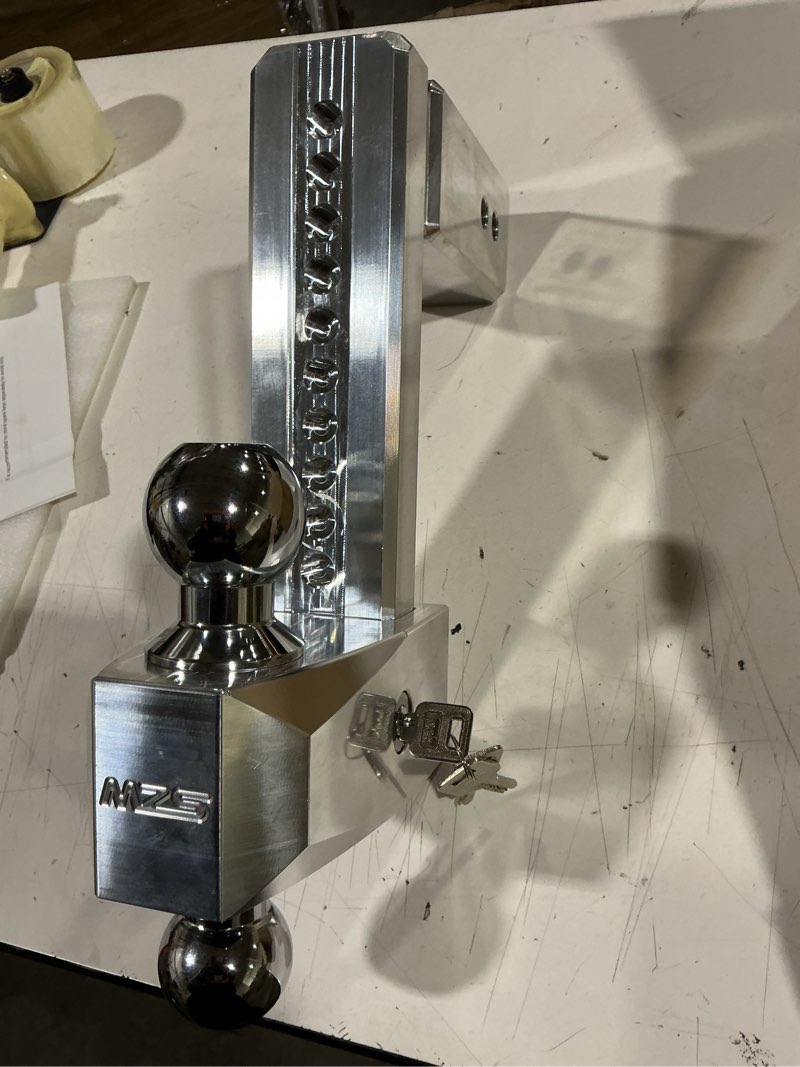 Condition photo showing New/Like New for mzs adjustable trailer hitch - fits 2.5 inch receiver hitch - 8-inch adjustable drop hitch - heavy duty aluminum tow hitch for truck(18,500 lbs gtw) chrome