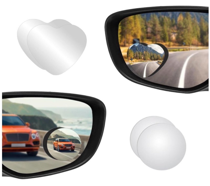 3PCS HD Wide Rear View Mirror,360° Rotation Heart Shaped Blind Spot Mirror with Adhesive Pads,Easy C
