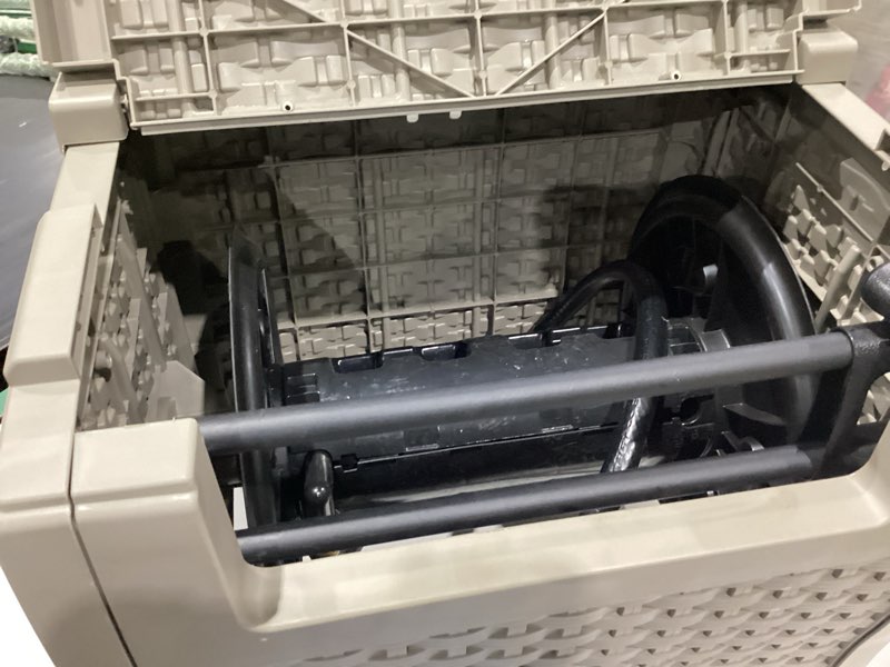 Condition photo showing As Is for suncast hose hideaway plastic 175-ft hideaway hose reel