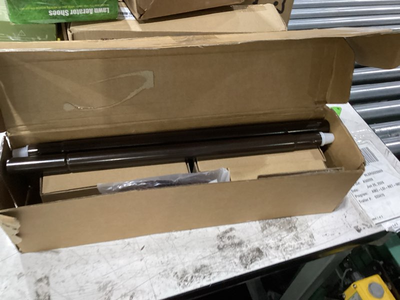 Condition photo showing Good Condition for kamanina curtain rods for windows 72 to 144 inches (6-12ft) long heavy duty curtain rod, 7/8 inch adjustable decorative drapery rods with netted texture finials, bronze, size: 32-144" antique bronze 72-144"