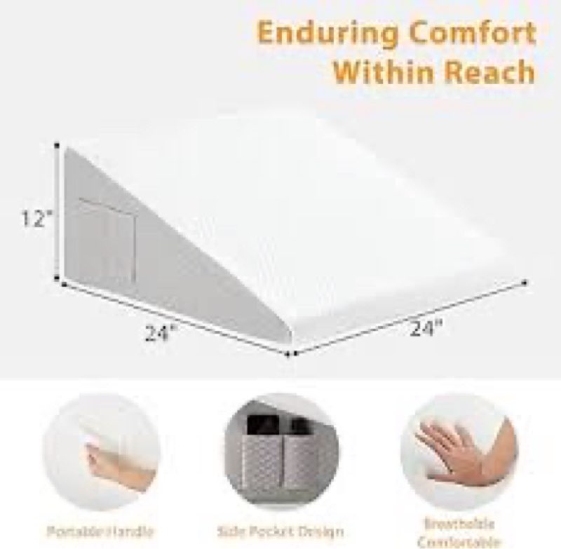 MOREZZF Knee Wedge Pillow for Leg Elevation, 6.3 Inch Triangle Design, Post Surgery Recovery Support, White