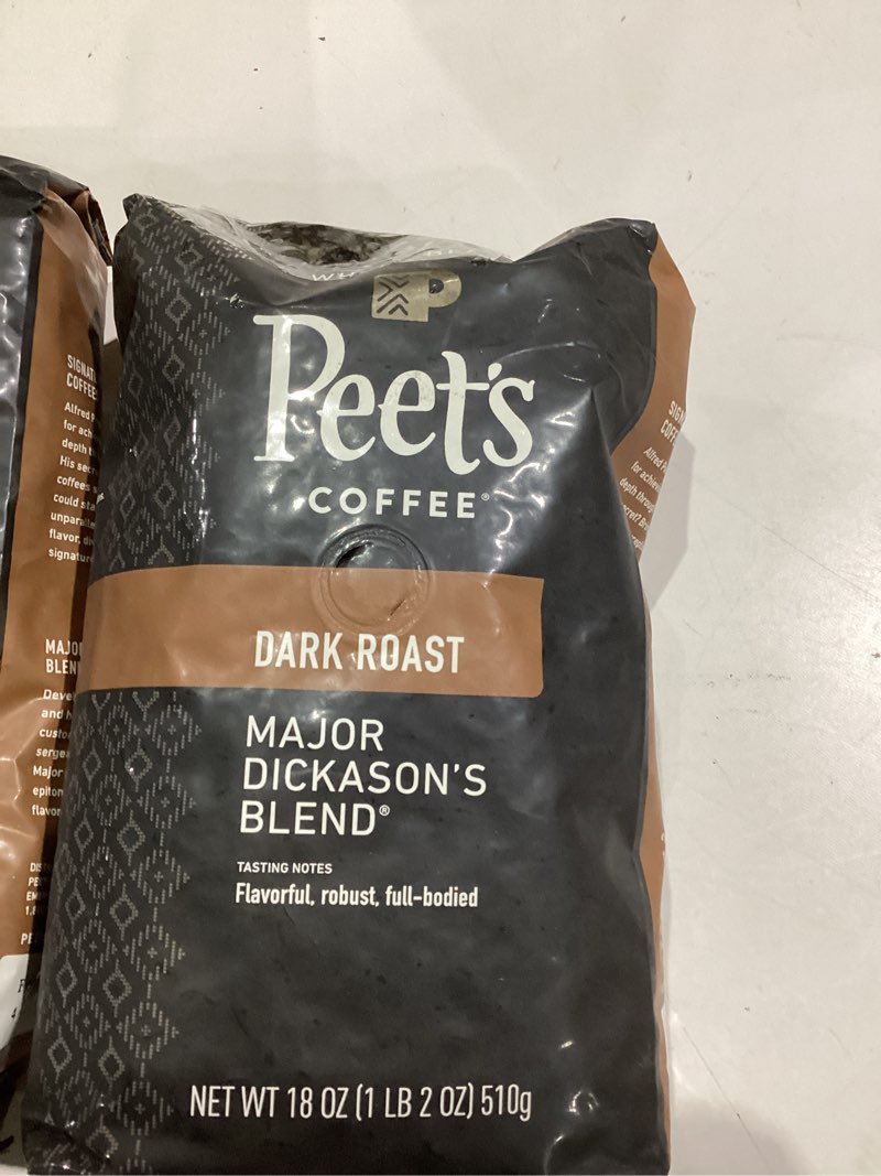 Condition photo showing As Is for Peet's Coffee, Dark Roast Whole Bean Coffee - Major Dickason's Blend 18 Ounce Bag Major Dickason's Blend 18 Ounce (Pack of 1)
