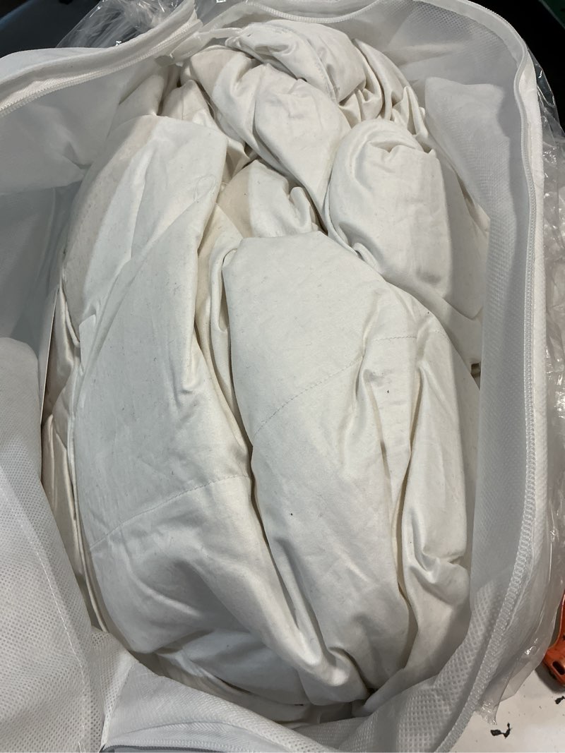 Condition photo showing As Is for ultra warm luxe goose down comforter, king/cal king, white