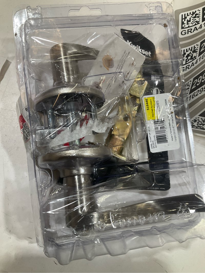 Condition photo showing As Is for kwikset smartkey security wave satin nickel entry lever kw1 2-3/4 in.