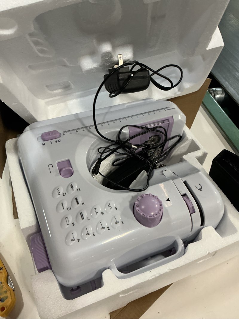 Condition photo showing As Is for singomon sewing machine, 67pcs sewing tool set, portable sewings machine built-in12 stitch patterns, dual-speed control, home multi-function handheld mending machine for beginners