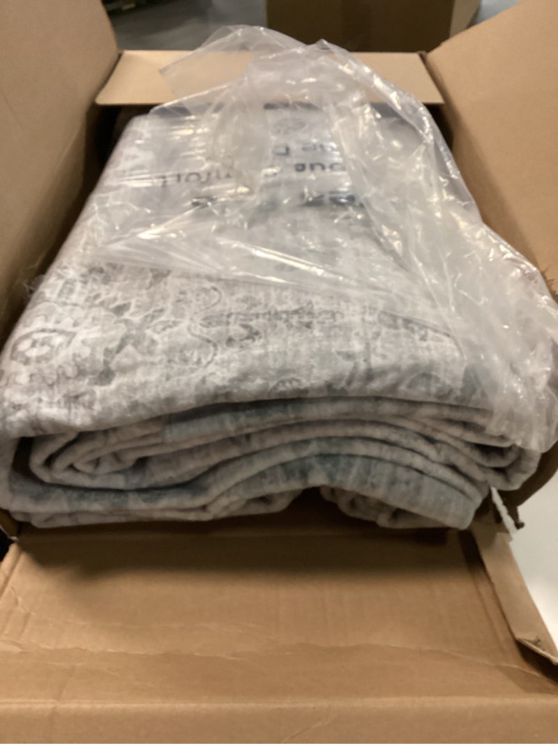 Condition photo showing Good Condition for LIVEBOX Washable Area Rug 8x10 - Large Boho Living Room Rug Vintage Grey Rugs for Bedroom, Non-Slip Retro Floral Carpet Print Distressed Accent Rugs for Dining Room Home Office 8' x 10' (Rectangular) Silvergray