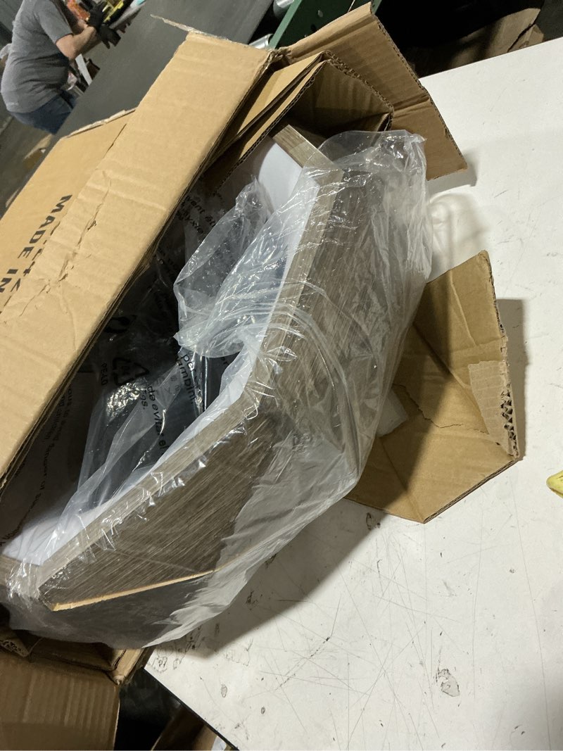 Condition photo showing As Is for 22? led ceiling fan with lights and remote, rgb ceiling fan with smart app/remote control, bedroom flush mount ceiling fans, walnut wood grain bladeless ceiling fans