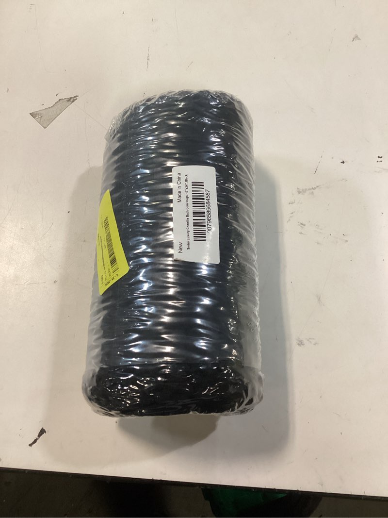 Condition photo showing New/Like New for smiry luxury chenille bathroom rugs, extra soft and absorbent bath mat, black, 16"x24"
