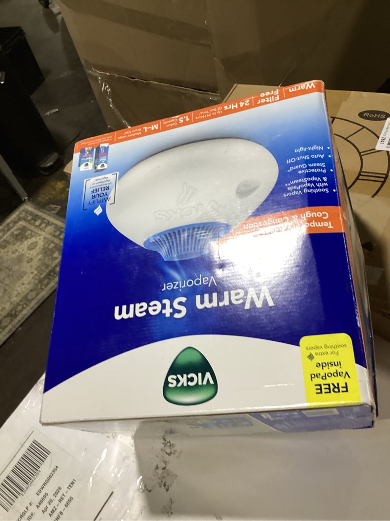 Condition photo showing Good Condition for vicks warm steam vaporizer, small to medium rooms, 1.5 gallon tank – warm mist humidifier for baby and kids rooms with night light, works with vicks vapopads and vaposteam