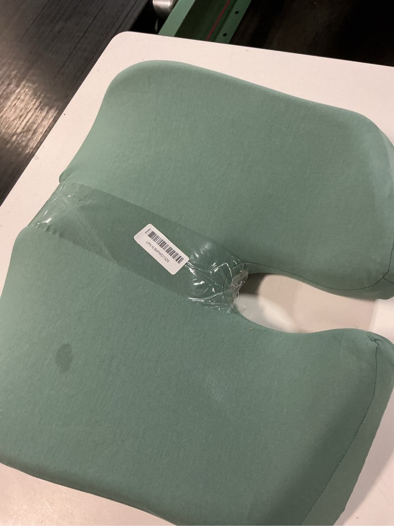 Condition photo showing As Is for c cushion lab patented pressure relief seat cushion for long sitting hours on office/home chair, car, wheelchair - extra-dense memory foam for hip, tailbone, coccyx, sciatica - wellness green