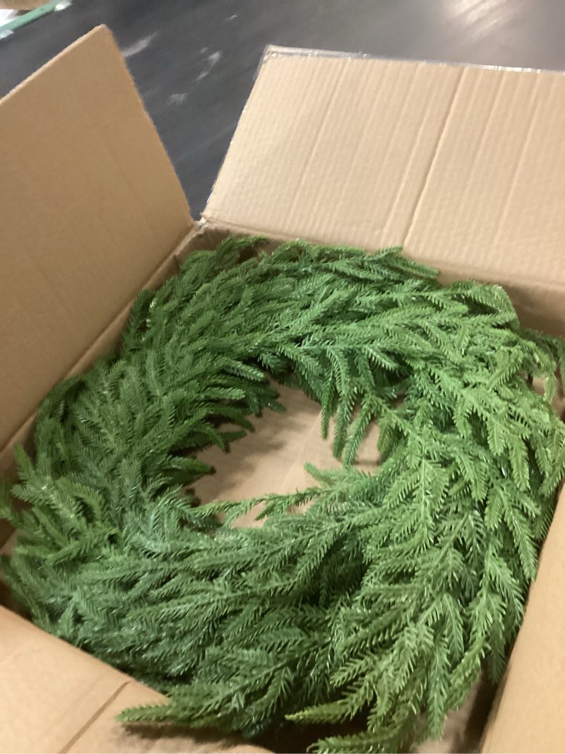 Condition photo showing As Is for 24 Inch Pine Wreath - Christmas Wreaths for Front Door - Real Touch Pine Wreath - Large Artificial G