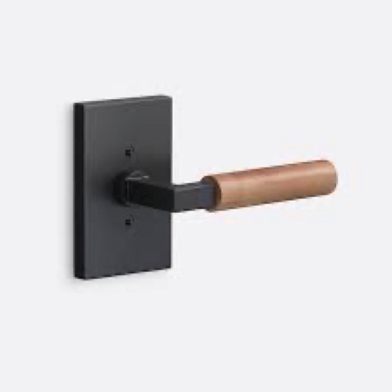 Door Lever with Levanto Dummy Rosette with Walnut Grip