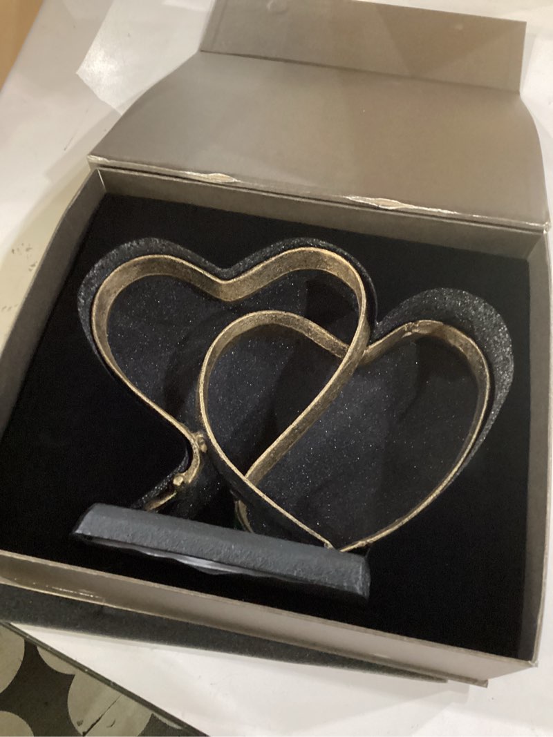 Condition photo showing Good Condition for dcapilla wedding anniversary couples gift - two hearts and cross iron sculpture, heart decoration gift for her and him, 1st to 50th or 60th anniversary, includes present box and poem card