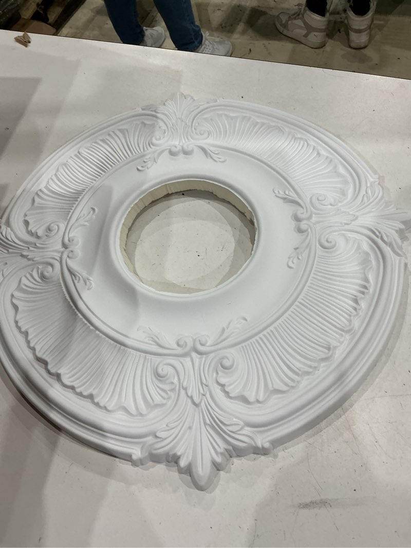 Condition photo showing As Is for p attica ceiling medallion (fits canopies up to 5\") primed