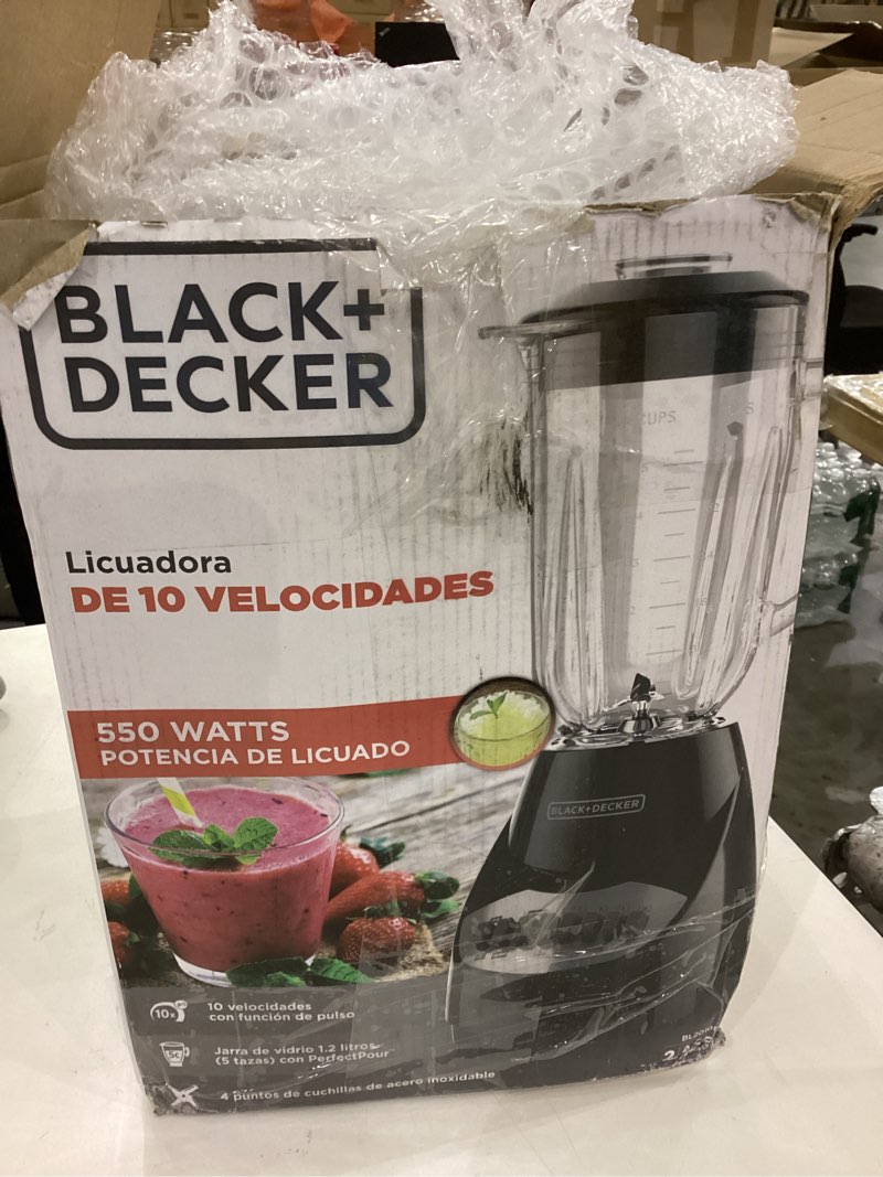 Condition photo showing As Is for BLACK+DECKER Countertop Blender with 6-Cup Glass Jar, 10-Speed Settings, Black, BL2010BG