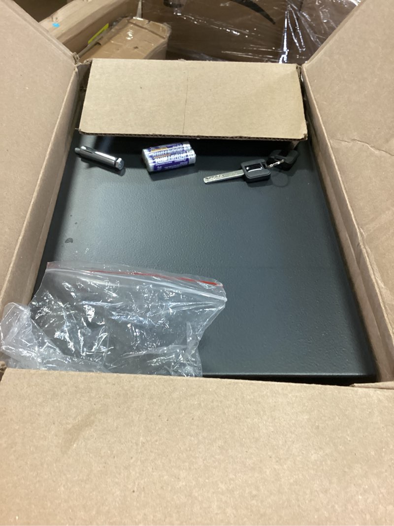 Condition photo showing As Is for (Similar black) Stalwart 65-LCNK-25 Electronic Safe, 13.6” L X 7.87” W X 9.68” H, Gray Digital Gray